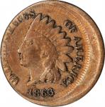 1863 Indian Cent--Struck 10% Off Center--Fine-15 (PCGS).