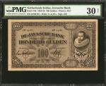 1925-28年荷兰印度爪哇银行100盾 NETHERLANDS INDIES. Javasche Bank. 100 Gulden, 1925-28. Repaired. P-73b. PMG Ve