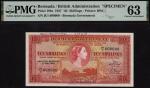 Bermuda Government, specimen 10 shillings, 1 May 1957, serial number H/1 000000, (Pick 19bs, TBB B12