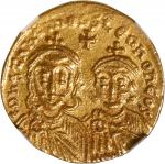 CONSTANTINE V with LEO IV and LEO III, 741-775. AV Solidus (4.46 gms), Constantinople Mint, 757-775.
