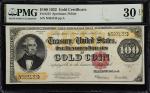 Fr. 1215. 1922 $100 Gold Certificate. PMG Very Fine 30 EPQ.