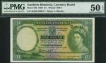 Southern Rhodesia, Currency Board, £1, 3 January 1953, serial number B/204 086047, green, Elizabeth 