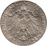 1909年青岛大德国宝伍分 PCGS MS 63 CHINA. Kiau Chau. 5 Cents, 1909. Berlin Mint. Wilhelm II. PCGS MS-63.