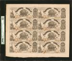 T-18. Confederate Currency. 1861 $20. Uncut Sheet of (8). PMG About Uncirculated 55 Net.
