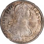 BOLIVIA. 8 Reales, 1799-PTS PP. Potosi Mint. Charles IV. NGC AU-53.
