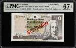 SCOTLAND. Royal Bank of Scotland plc. 10 Pounds, 1992. P-353as. Specimen. Courtesy Autographed. PMG 