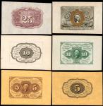 Lot of (6) Wide Margin Fractional Currency Specimens. About Uncirculated & Uncirculated.