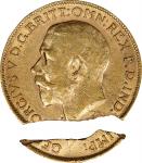 GREAT BRITAIN. Mint Error -- Broken Planchet -- Sovereign, 1911. London Mint. George V. Grade: ABOUT