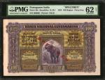 PORTUGUESE INDIA. Banco Nacional Ultramarino. 100 Rupias, 1924. P-29s. Specimen. PMG Uncirculated 62