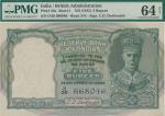 India; "Reserve Bank of India", British Administration, 1943, 5 Rupees, P.#23a, black sn. D29 668046