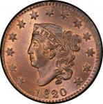 1820/19 Matron Head Cent. Newcomb-3. Rarity-2. Mint State-66 RB (PCGS).
