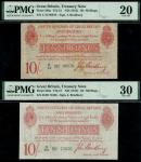 Treasury Series, John Bradbury, second issue 10 shillings (2), ND (21 January 1915), serial number p