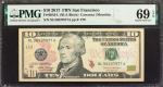 Fr. 2043-L. 2017 $10  Federal Reserve Note. San Francisco. PMG Superb Gem Uncirculated 69 EPQ.