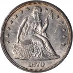 1870 Liberty Seated Silver Dollar. MS-63+ (PCGS).