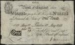 Bank of England, H. Hase, £1, 17 May 1819, serial number 18223, (EPM B201b), ink annotations and sig