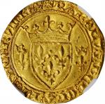 FRANCE. Ecu dOr, ND (1422-61). Tournai Mint. Charles VII. NGC MS-61.