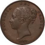 英国(GB), 1858, 銅(Cu), ﾍﾟﾆｰ Penny,極美, EF, ヴィクトリア女王像／ブリタニア座像 1ペニー銅貨 1858年 KM739