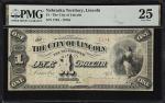 Lincoln, Nebraska Territory. City of Lincoln. 1873 $1. PMG Very Fine 25.