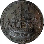 1778-1779 (ca. 1780) Rhode Island Ship Medal. Betts-563, W-1740. Wreath Below Ship. Brass or Pinchbe