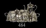 内蒙古手工艺银饰茶具一套Inner Mongolia hand-crafted silver set of tea cups & pot