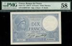 Banque de France, 10 Francs, 25.02.1937, serial number K.68088 843, blue, Minerva at upper left, rev