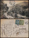 1912年滇越火车邮局寄法国明信片，贴蟠龙2分、3分各一枚
