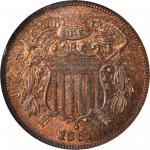 1867 Two-Cent Piece. FS-101. Doubled Die Obverse. MS-65 RB (NGC).