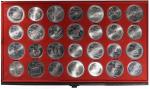 1976年加拿大「满地可夏季奥运会」纪念银币一组28枚，附原盒，UNC