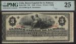 Banco Español de la Habana, Cuba, [Top Pop] Remainder 3 Pesos, 6th August 1883, serial number 157063