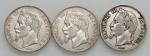 World Coins FRANCIA Napoleone III (1852-1870) 5 Franchi 1867 1868 e 1869 - AG Lotto di 3 monete come