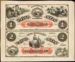 Benton, Illinois. Union Bank. May 1, 1864. Uncut Pair $1-$2. About Uncirculated.