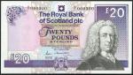 Royal Bank of Scotland plc. ｣20, 25 March 1987, serial number A/1 000300, violet and pale pink and b