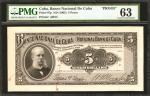 CUBA. Banco Nacional de Cuba. 5 Pesos, ND (1905). P-67p. Proof. PMG Choice Uncirculated 63.