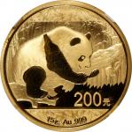 2016年200元金币。熊猫系列。CHINA. Gold 200 Yuan, 2016. Panda Series. NGC MS-70.