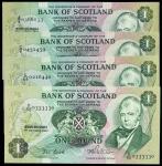x Bank of Scotland, A Small Group of ｣1 Notes, ｣1, Edinburgh, 1965, 1967, 1968, 1970, 1972, 1976 & 1