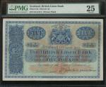 1933年苏格兰英国亚麻银行5镑，编号S/5 6/151，PMG 25