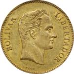 VENEZUELA. 100 Bolivares, 1886. Caracas Mint. PCGS AU-58.
