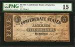 T-12. Confederate Currency. 1861 $5. PMG Choice Fine 15.