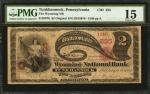 Tunkhannock, Pennsylvania. $2 1865. Fr. 387b. The Wyoming NB. Charter #835. PMG Choice Fine 15.