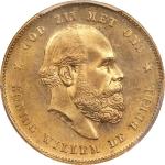 NETHERLANDS. 10 Gulden, 1879. Utrecht Mint. William III. PCGS MS-66.