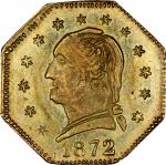 1872 California Gold Charm 1/4. Octagonal Type III. Musante GW-819, Baker-504. Gold. Mint State.