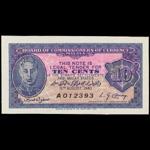 MALAYA. Board of Commissioners of Currency. 10 Cents, 15.8.1940. P-2.