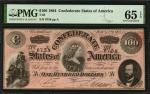 T-65. Confederate Currency. 1864 $100. PMG Gem Uncirculated 65 EPQ.