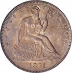 1861 Liberty Seated Half Dollar. WB-101. MS-64 (PCGS).