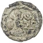 SASANIAN KINGDOM: Yazdigerd II, 438-457, lead unit (2.94g), G-—, SNS—, tamgha right of the bust on 