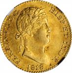 SPAIN. 2 Escudos, 1818-M GJ. Madrid Mint. Ferdinand VII. NGC AU-55.