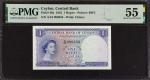 CEYLON. Central Bank of Ceylon. 1 Rupee, 1952. P-49a. PMG About Uncirculated 55.