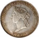 1866年香港一圆银币。香港造币厂。(t) HONG KONG. Dollar, 1866. Hong Kong Mint. Victoria. PCGS EF-45.