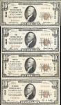 Lot of (4) Washington, District of Columbia Nationals. $10 1929 Ty. 1 & Ty. 2. Fr. 1801-1 & 1801-2. 
