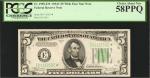 Fr. 1959-E*. 1934C $5 Federal Reserve Wide Face Star Note. Richmond. PCGS Currency Choice About New 